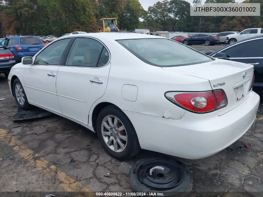 2003 Lexus Es 300 VIN: JTHBF30GX36001002 Lot: 40800622