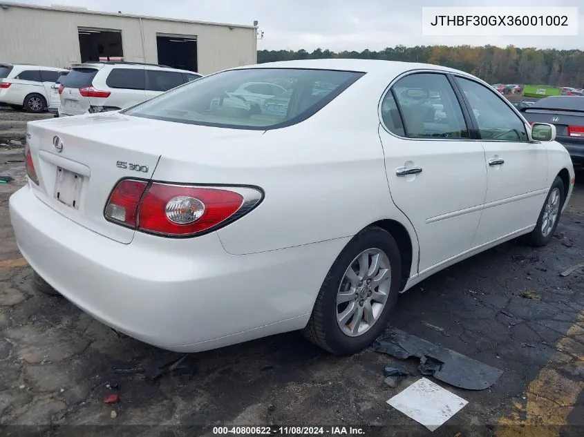 2003 Lexus Es 300 VIN: JTHBF30GX36001002 Lot: 40800622