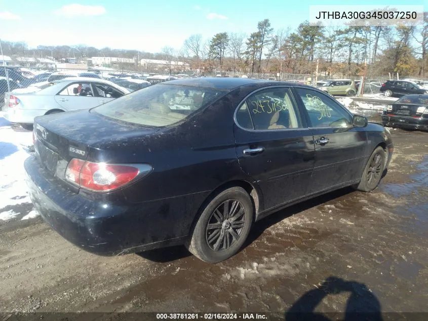 2004 Lexus Es 330 VIN: JTHBA30G345037250 Lot: 38781261