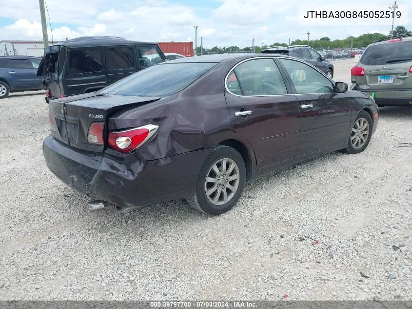 2004 Lexus Es 330 VIN: JTHBA30G845052519 Lot: 39797700