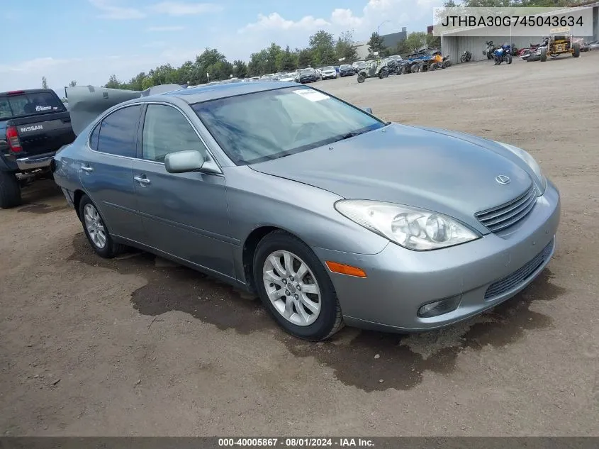 2004 Lexus Es 330 VIN: JTHBA30G745043634 Lot: 40005867