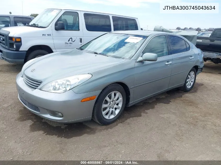 2004 Lexus Es 330 VIN: JTHBA30G745043634 Lot: 40005867