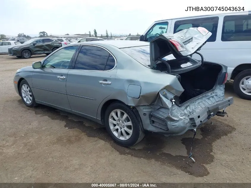 2004 Lexus Es 330 VIN: JTHBA30G745043634 Lot: 40005867