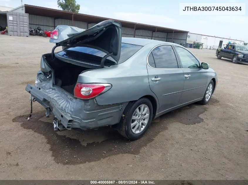 2004 Lexus Es 330 VIN: JTHBA30G745043634 Lot: 40005867