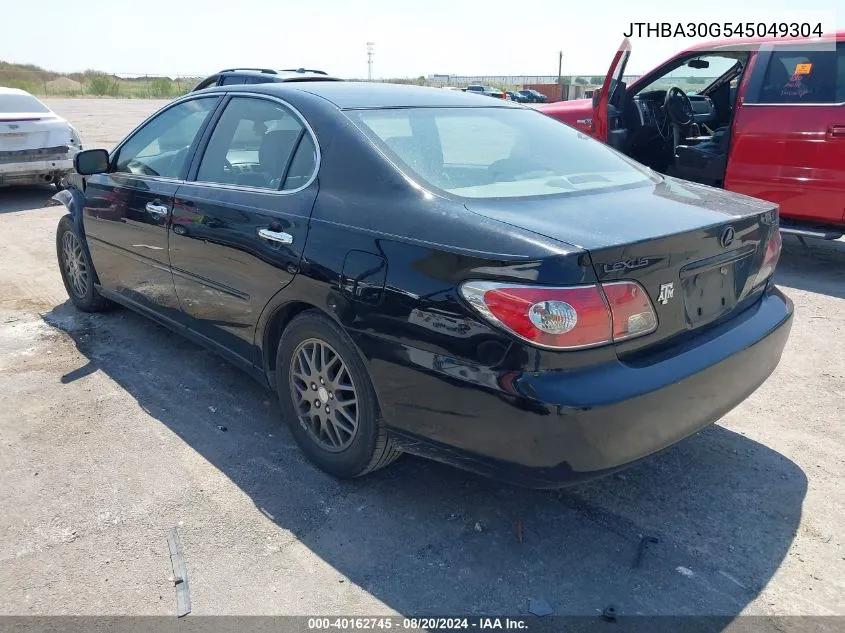 2004 Lexus Es 330 VIN: JTHBA30G545049304 Lot: 40162745