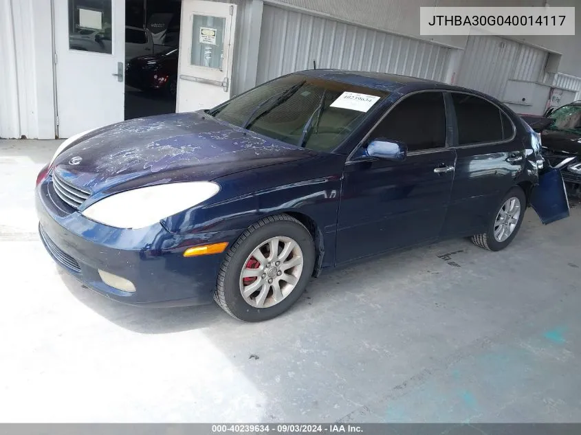 2004 Lexus Es 330 VIN: JTHBA30G040014117 Lot: 40239634