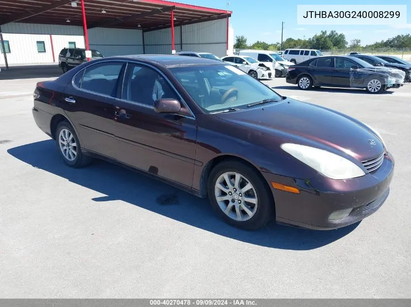 2004 Lexus Es 330 VIN: JTHBA30G240008299 Lot: 40270478