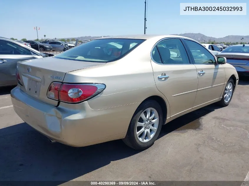 2004 Lexus Es 330 VIN: JTHBA30G245032993 Lot: 40298369