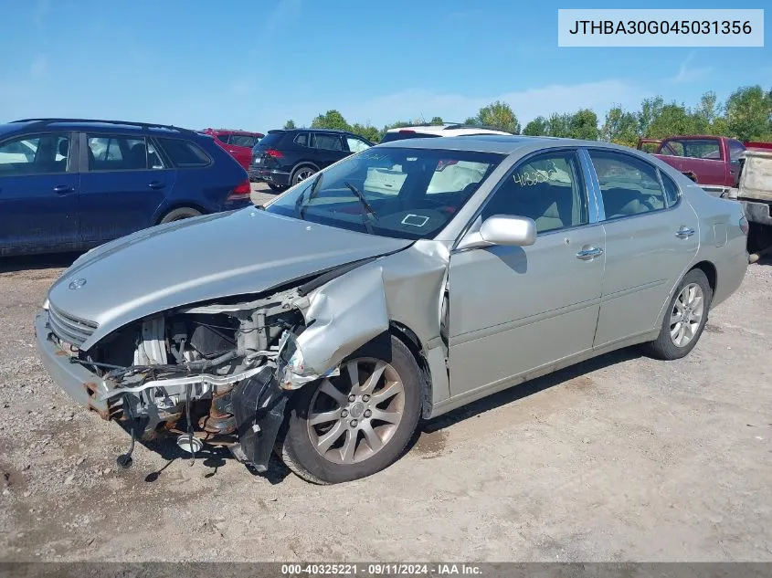 2004 Lexus Es 330 330 VIN: JTHBA30G045031356 Lot: 40325221