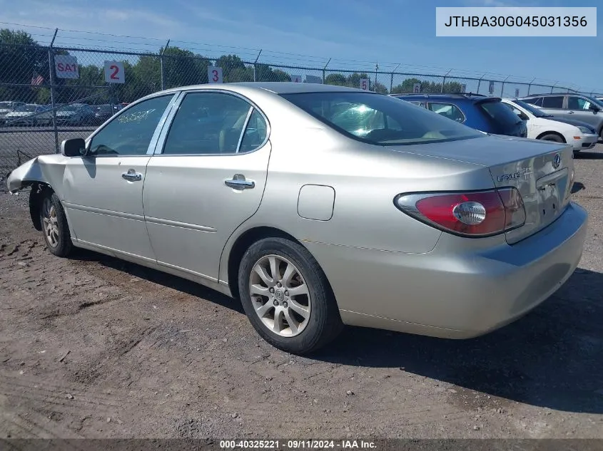 2004 Lexus Es 330 330 VIN: JTHBA30G045031356 Lot: 40325221