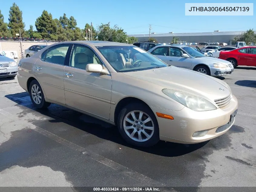 2004 Lexus Es 330 VIN: JTHBA30G645047139 Lot: 40333424