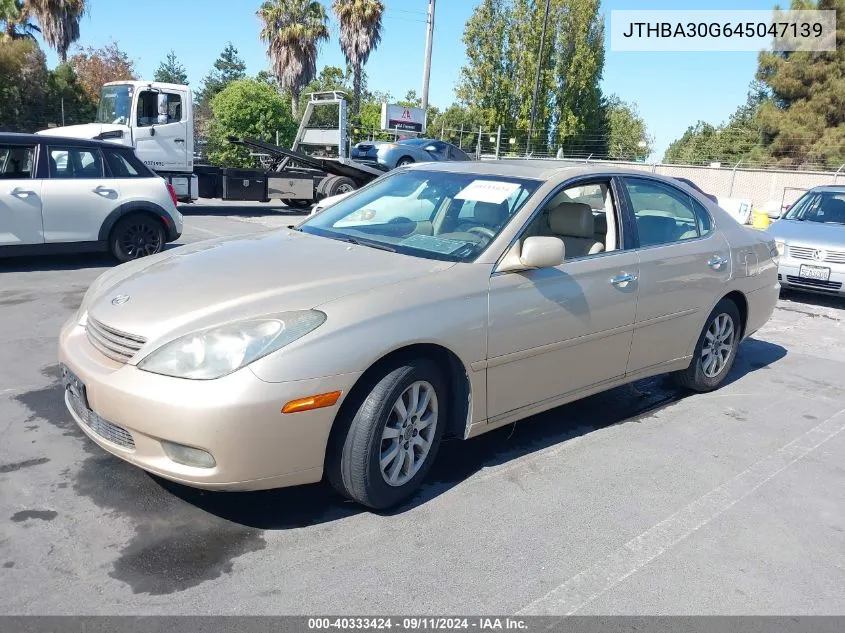 2004 Lexus Es 330 VIN: JTHBA30G645047139 Lot: 40333424