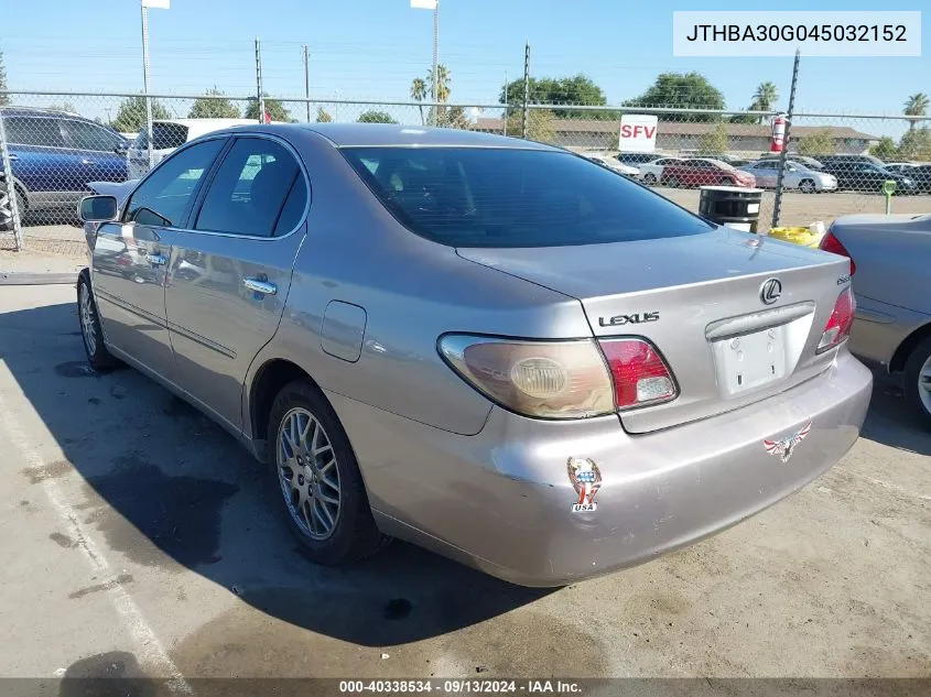 2004 Lexus Es 330 330 VIN: JTHBA30G045032152 Lot: 40338534