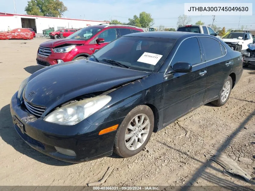 2004 Lexus Es 330 VIN: JTHBA30G745049630 Lot: 40366331