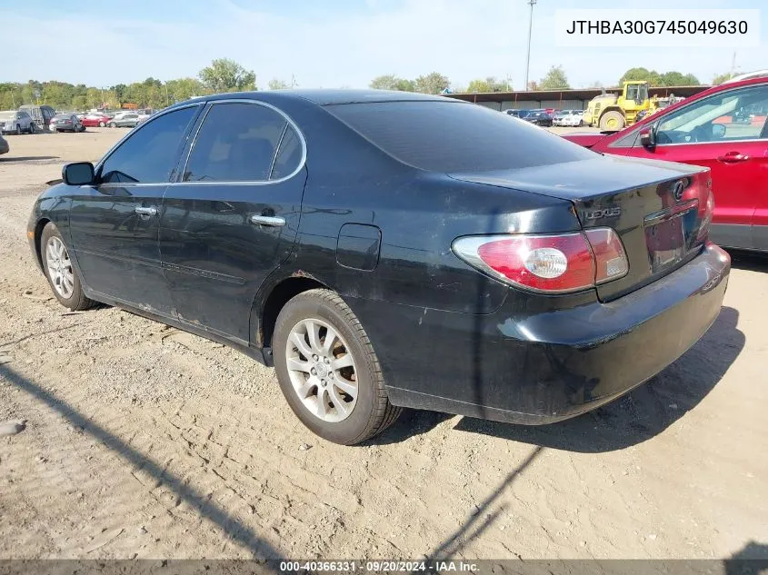 2004 Lexus Es 330 VIN: JTHBA30G745049630 Lot: 40366331