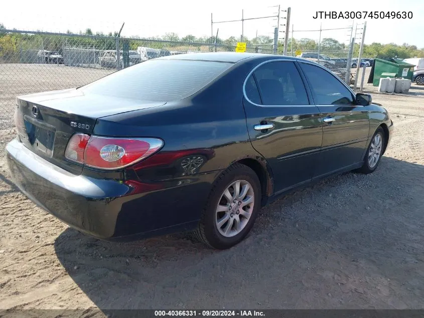 2004 Lexus Es 330 VIN: JTHBA30G745049630 Lot: 40366331