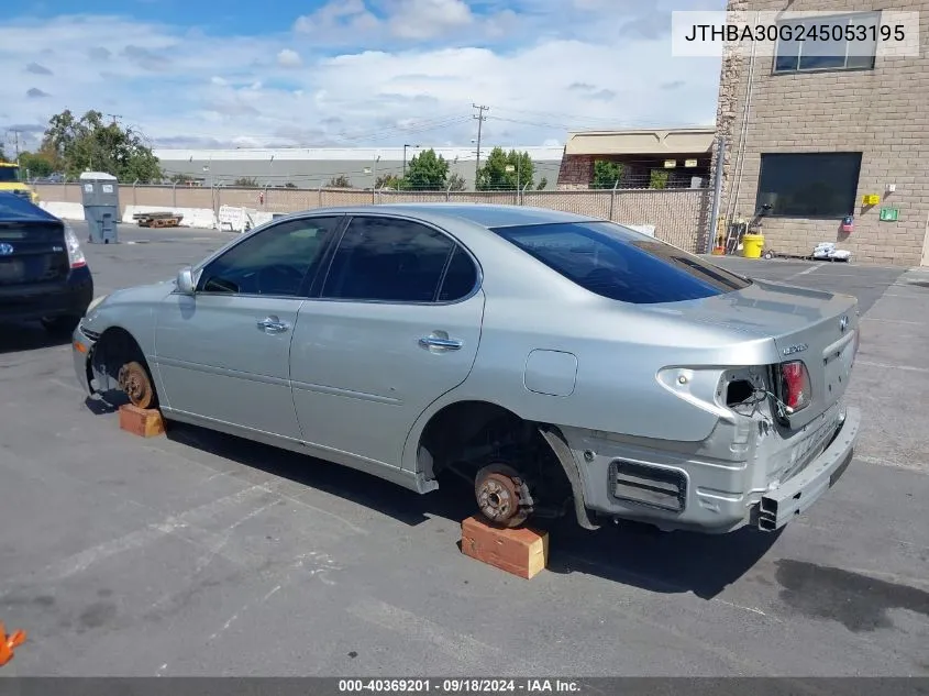 2004 Lexus Es 330 VIN: JTHBA30G245053195 Lot: 40369201