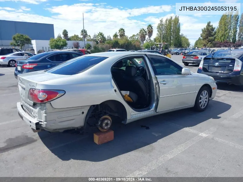 2004 Lexus Es 330 VIN: JTHBA30G245053195 Lot: 40369201