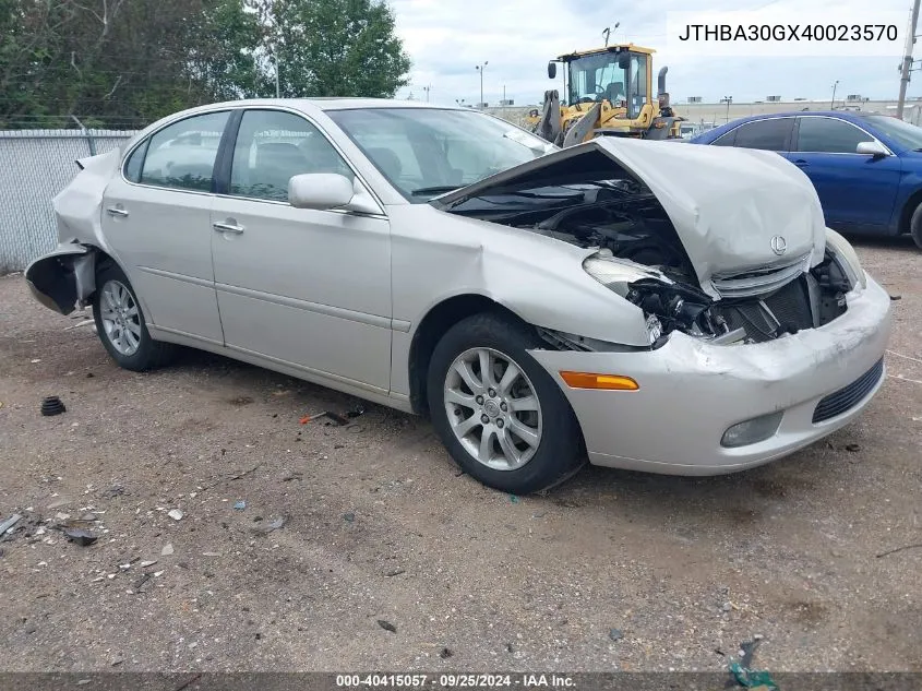 2004 Lexus Es 330 VIN: JTHBA30GX40023570 Lot: 40415057