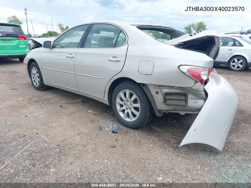 2004 Lexus Es 330 VIN: JTHBA30GX40023570 Lot: 40415057