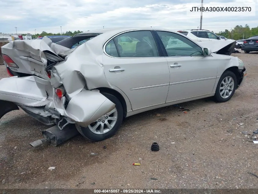 2004 Lexus Es 330 VIN: JTHBA30GX40023570 Lot: 40415057