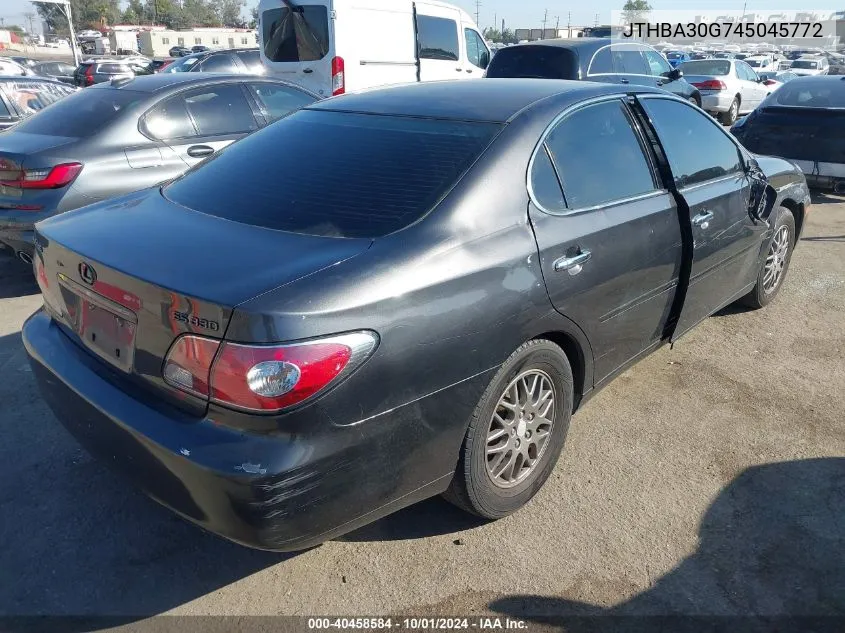 2004 Lexus Es 330 VIN: JTHBA30G745045772 Lot: 40458584