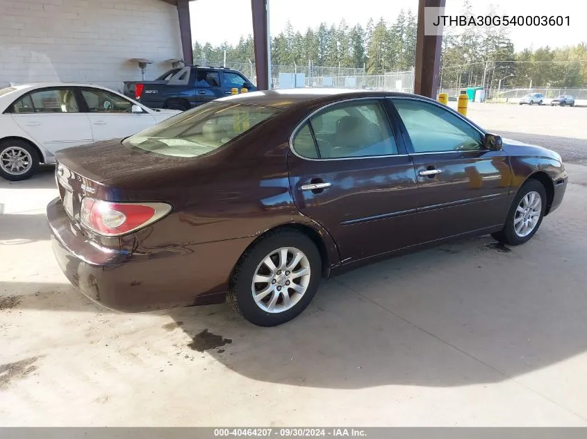 2004 Lexus Es 330 330 VIN: JTHBA30G540003601 Lot: 40464207