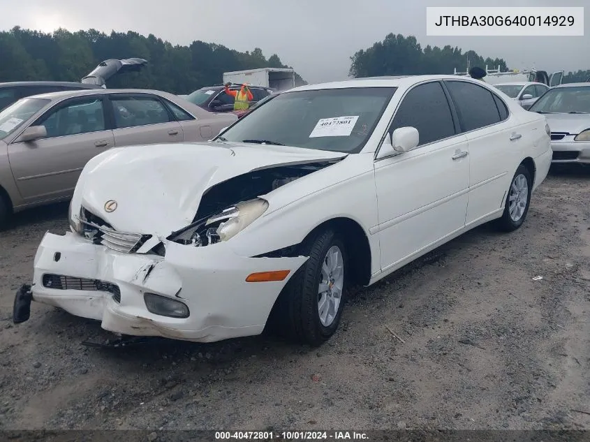 2004 Lexus Es 330 330 VIN: JTHBA30G640014929 Lot: 40472801