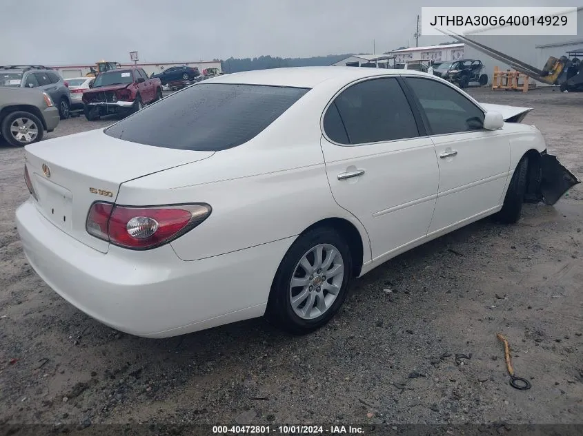 2004 Lexus Es 330 330 VIN: JTHBA30G640014929 Lot: 40472801