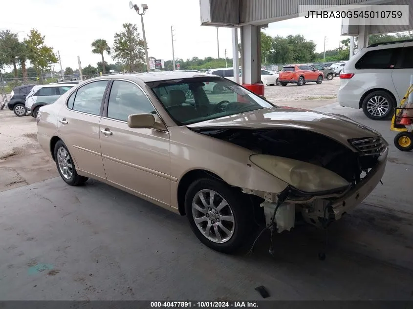 2004 Lexus Es 330 330 VIN: JTHBA30G545010759 Lot: 40477891