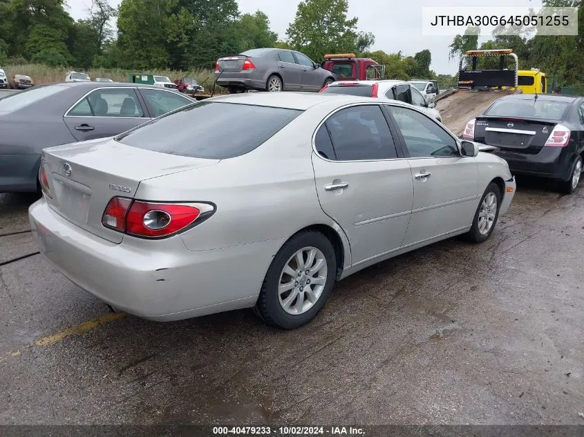 2004 Lexus Es 330 VIN: JTHBA30G645051255 Lot: 40479233