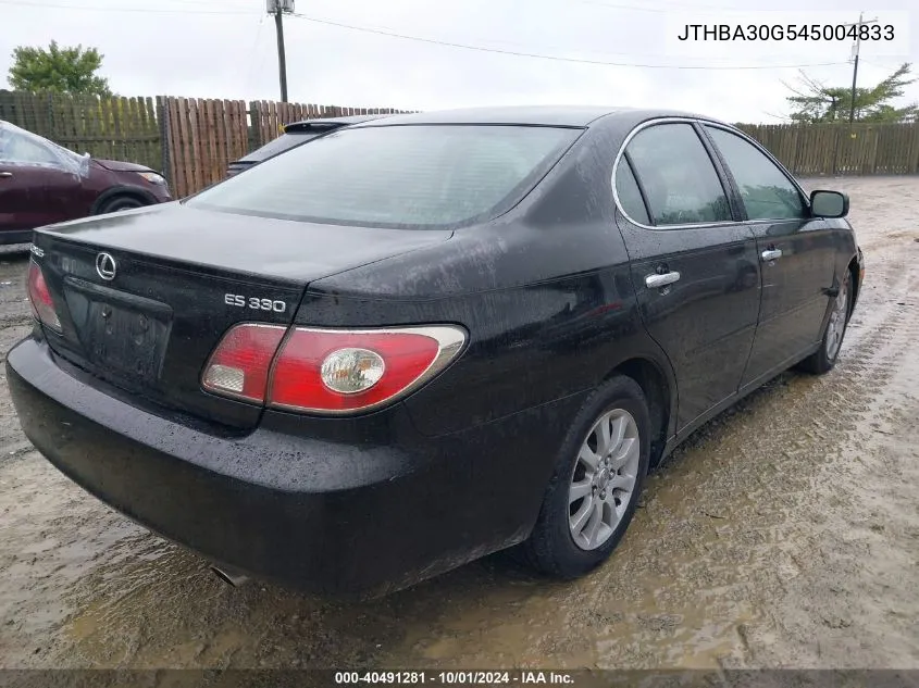 2004 Lexus Es 330 VIN: JTHBA30G545004833 Lot: 40491281