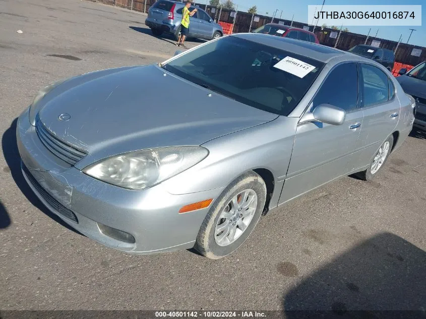 2004 Lexus Es 330 VIN: JTHBA30G640016874 Lot: 40501142