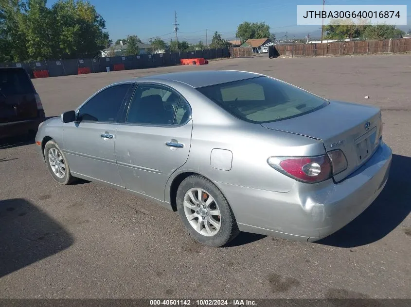 2004 Lexus Es 330 VIN: JTHBA30G640016874 Lot: 40501142