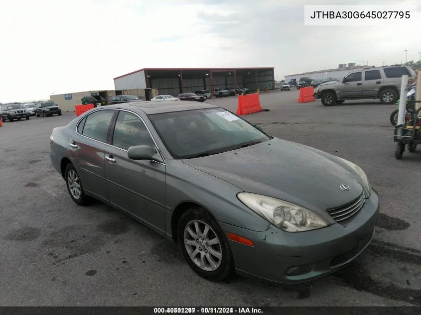 2004 Lexus Es 330 VIN: JTHBA30G645027795 Lot: 40501297