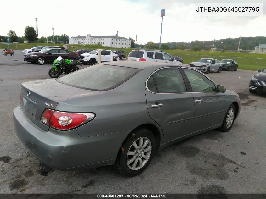 2004 Lexus Es 330 VIN: JTHBA30G645027795 Lot: 40501297