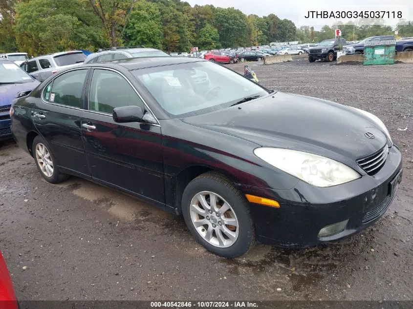 2004 Lexus Es 330 VIN: JTHBA30G345037118 Lot: 40542846