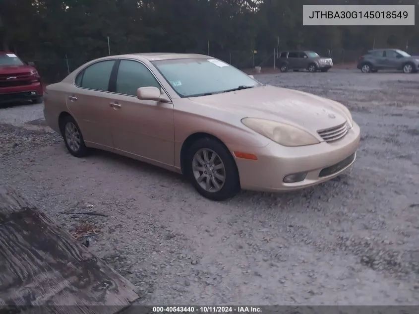 2004 Lexus Es 330 330 VIN: JTHBA30G145018549 Lot: 40543440