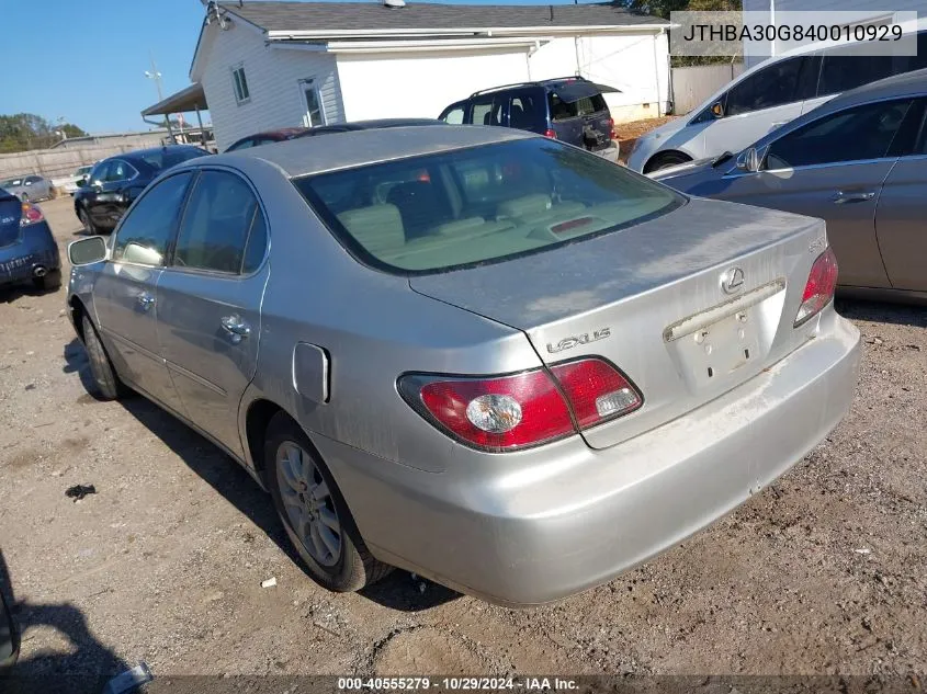 2004 Lexus Es 330 VIN: JTHBA30G840010929 Lot: 40555279