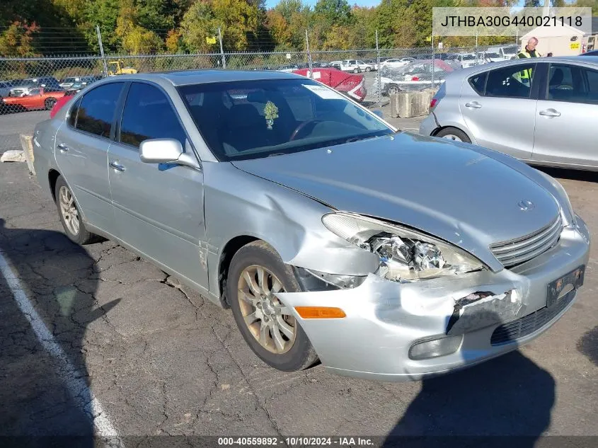 2004 Lexus Es 330 VIN: JTHBA30G440021118 Lot: 40559892