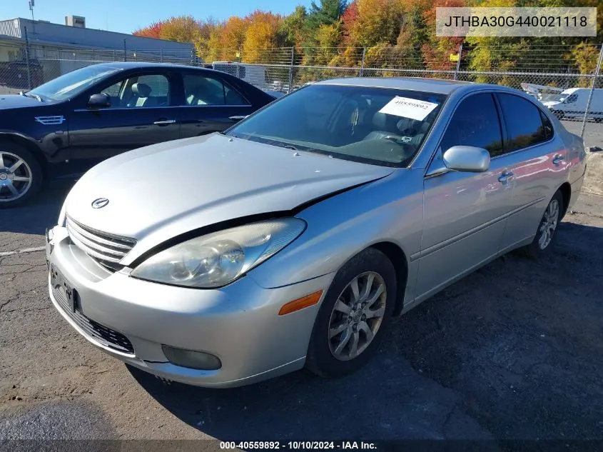 2004 Lexus Es 330 VIN: JTHBA30G440021118 Lot: 40559892