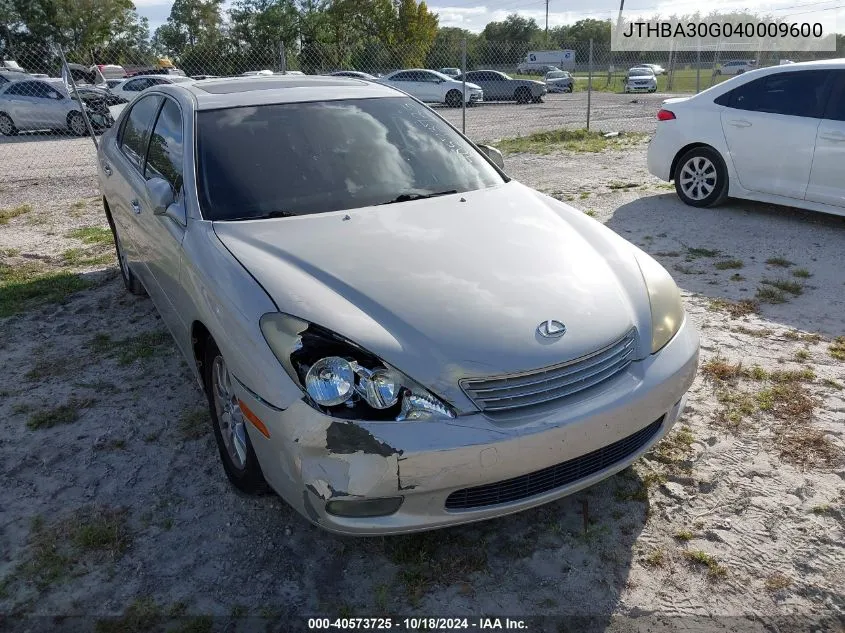 2004 Lexus Es 330 VIN: JTHBA30G040009600 Lot: 40573725