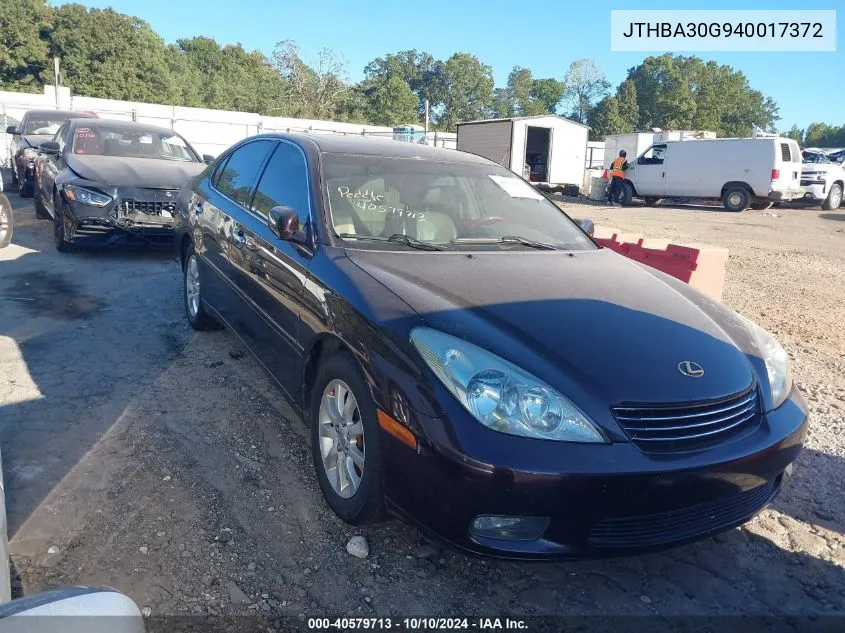 2004 Lexus Es 330 VIN: JTHBA30G940017372 Lot: 40579713