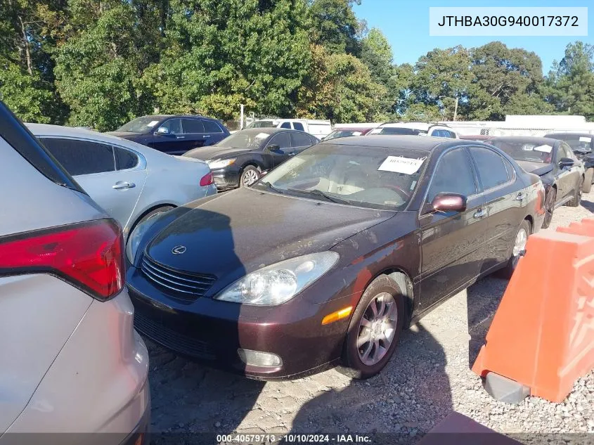 2004 Lexus Es 330 VIN: JTHBA30G940017372 Lot: 40579713