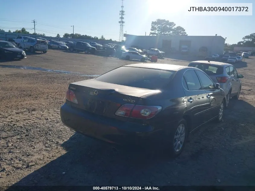 2004 Lexus Es 330 VIN: JTHBA30G940017372 Lot: 40579713