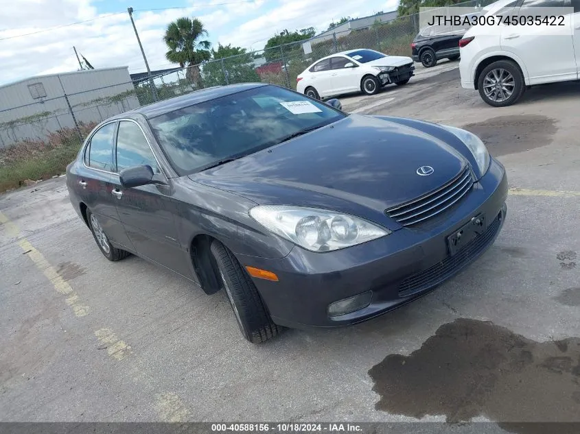 2004 Lexus Es 330 VIN: JTHBA30G745035422 Lot: 40588156