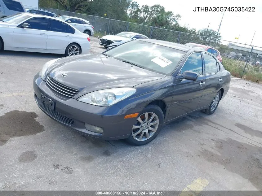 2004 Lexus Es 330 VIN: JTHBA30G745035422 Lot: 40588156