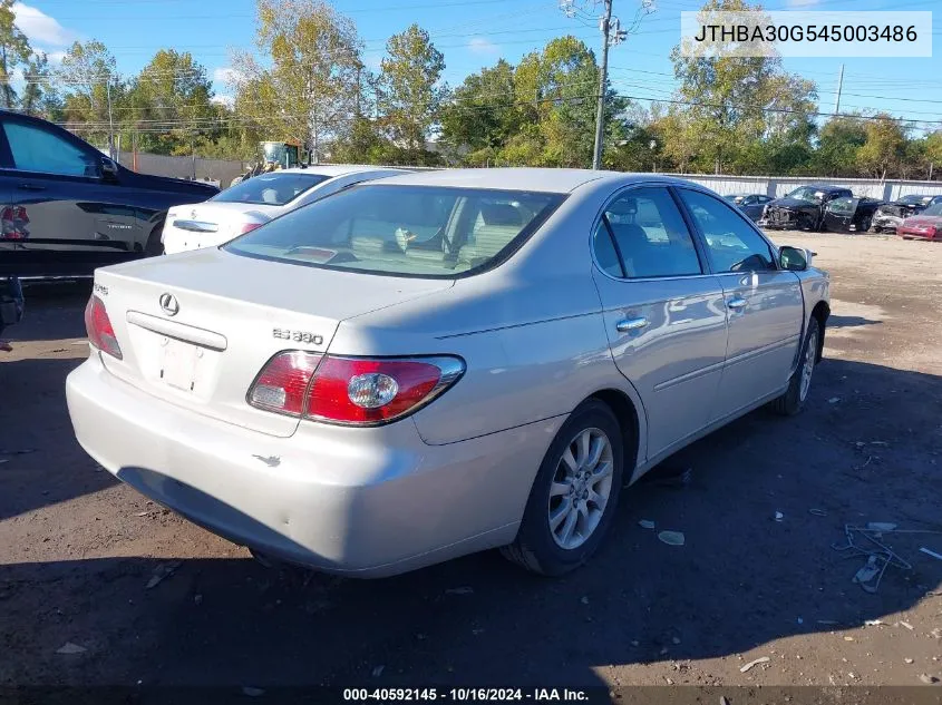 2004 Lexus Es 330 VIN: JTHBA30G545003486 Lot: 40592145