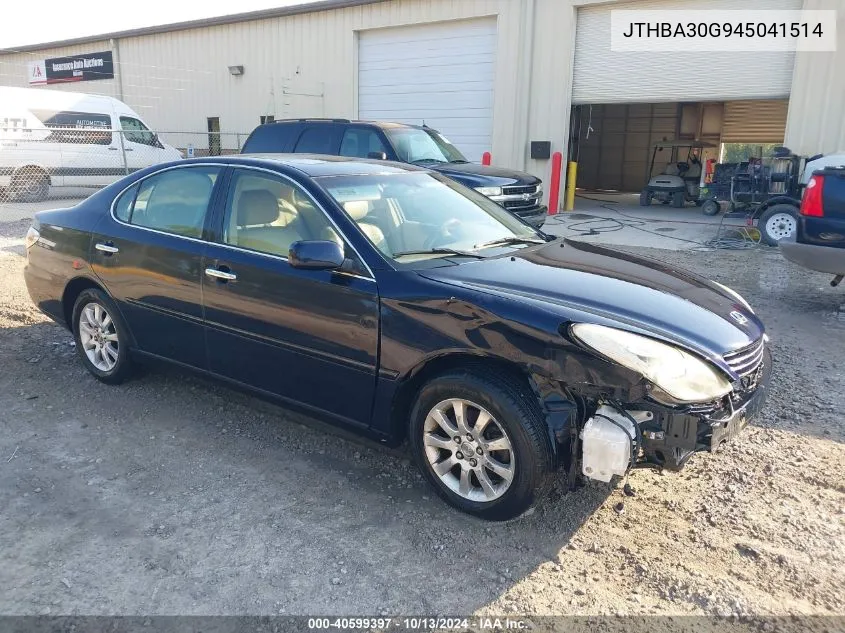 2004 Lexus Es 330 330 VIN: JTHBA30G945041514 Lot: 40599397