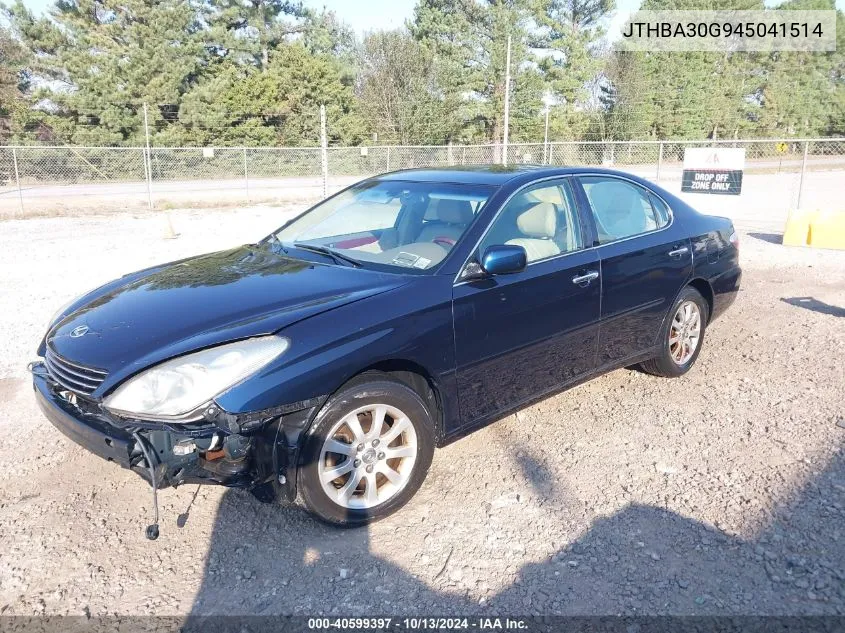 2004 Lexus Es 330 330 VIN: JTHBA30G945041514 Lot: 40599397